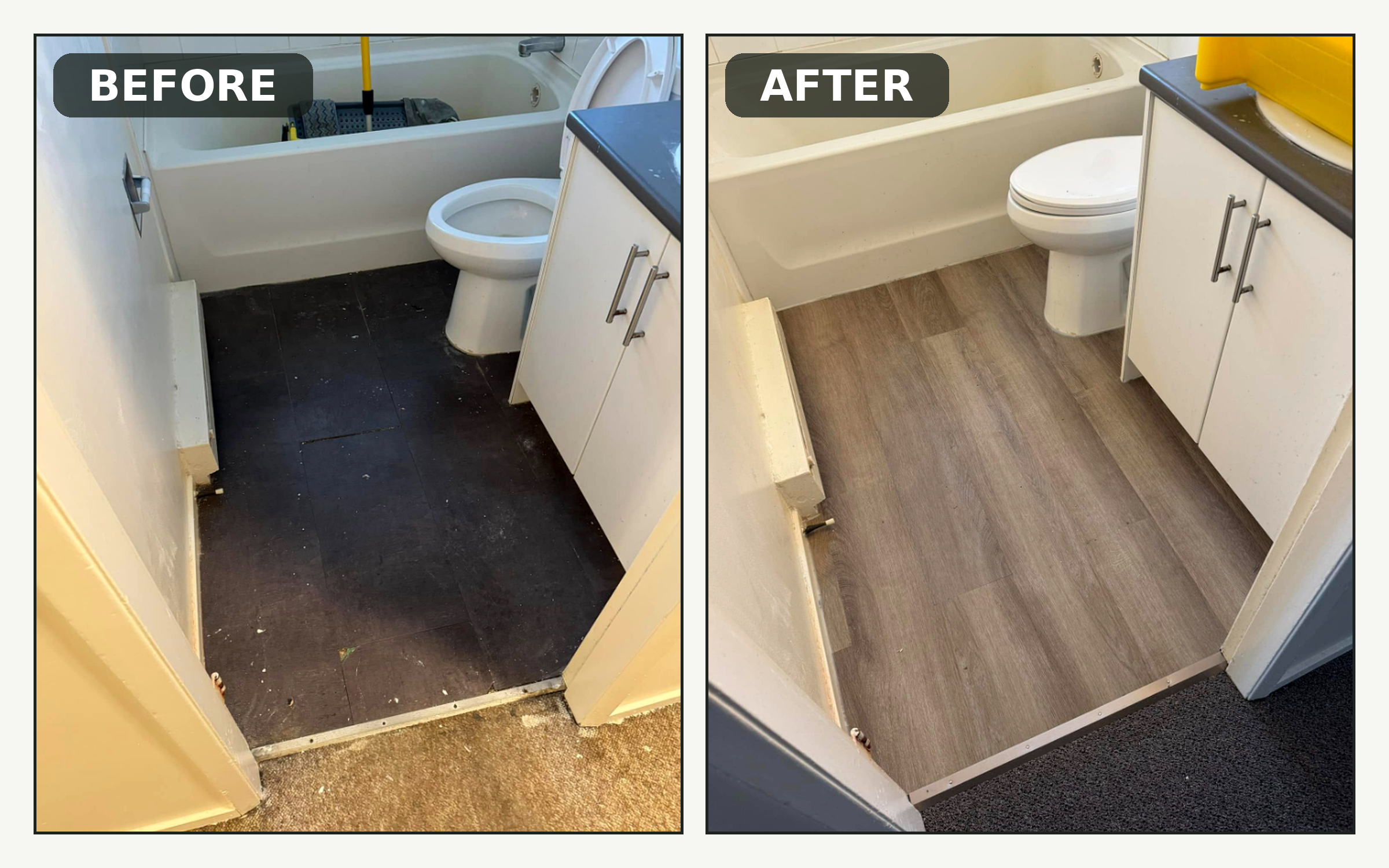 Bathroom flooring before and after project
