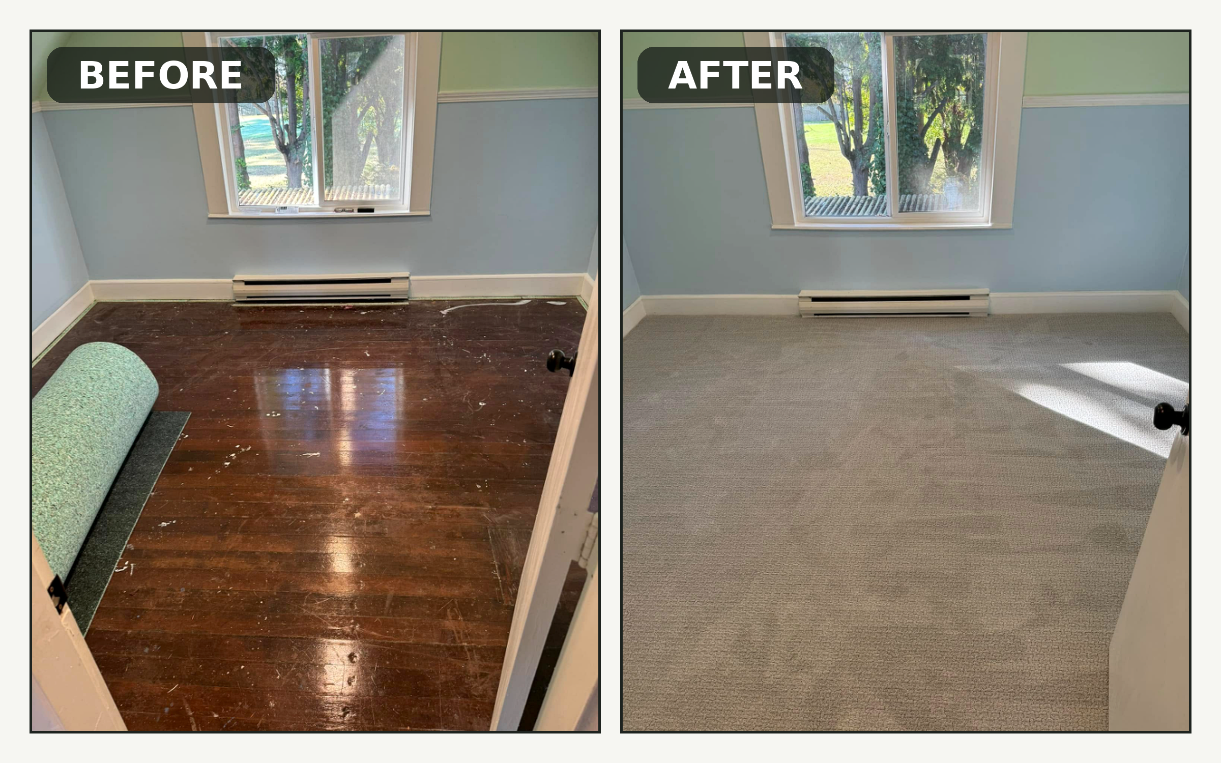Bedroom flooring before and after project