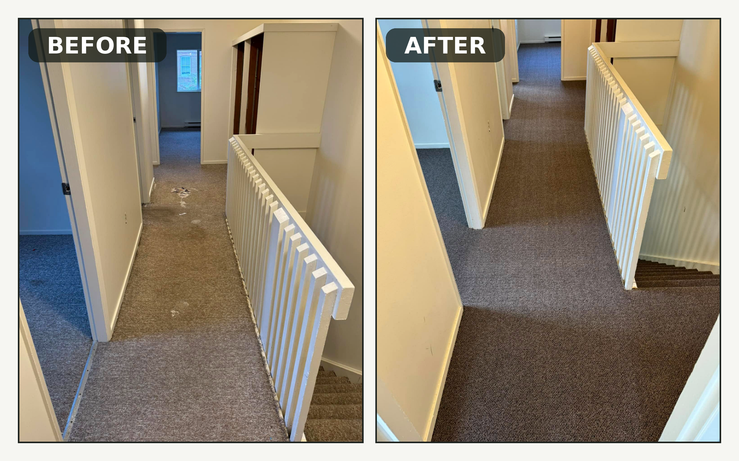 Hallway flooring before and after project