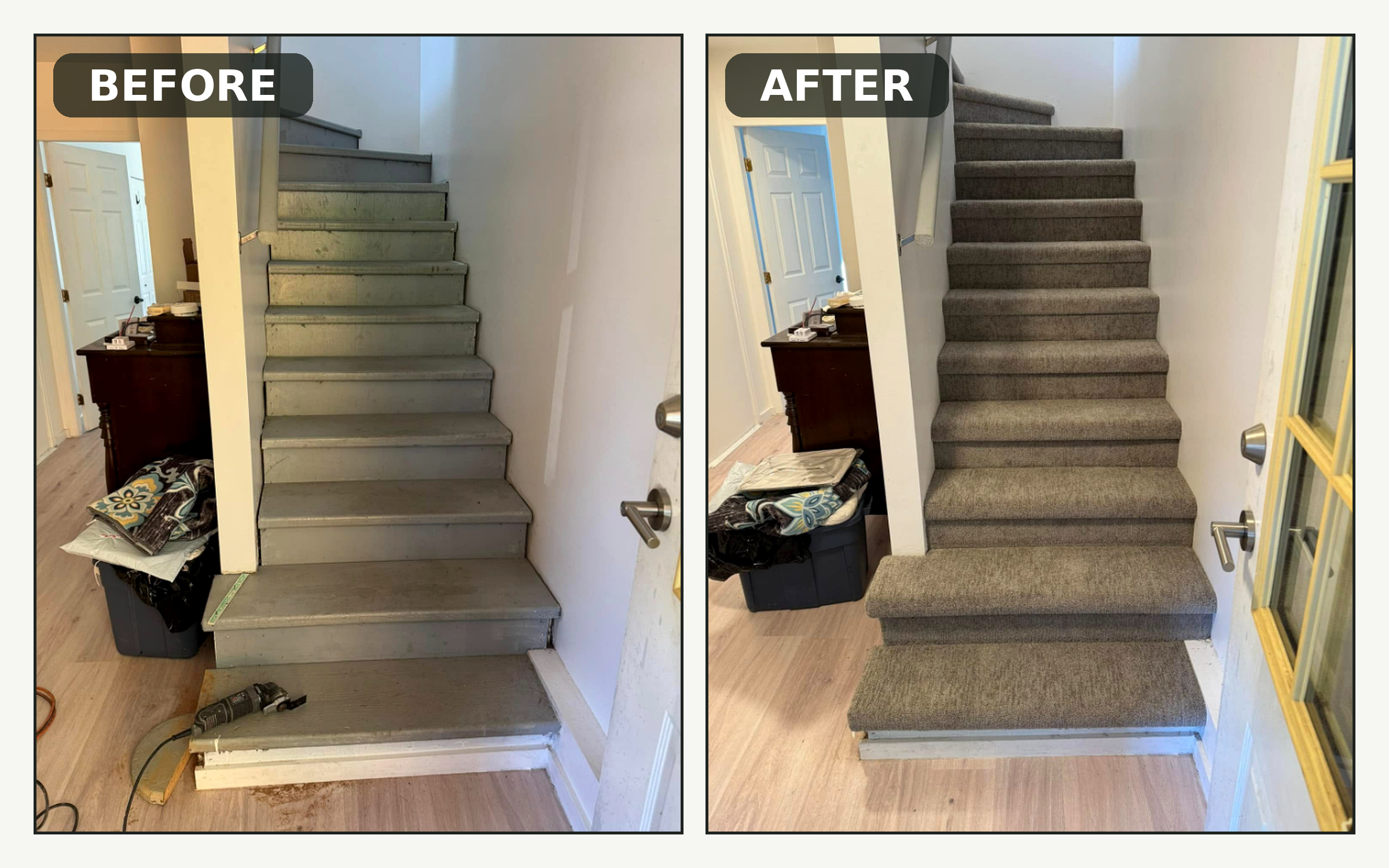 Stair flooring before and after project